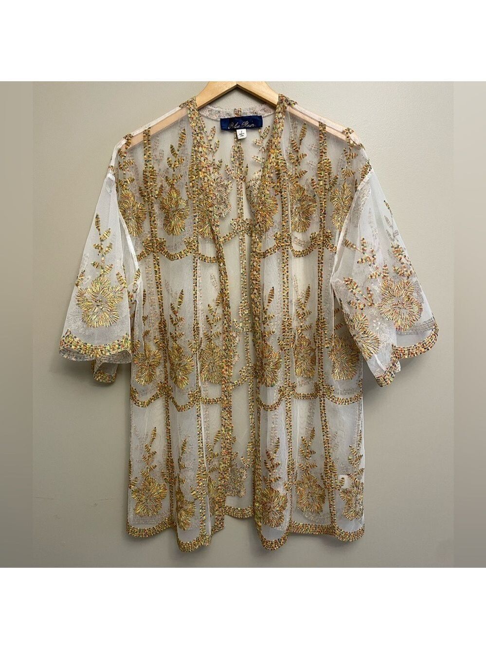 Blue Rain Small Kimono Embroidered